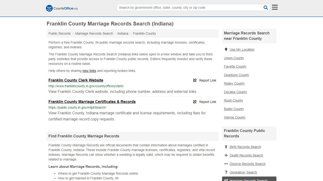 Marriage Records Search - Franklin County, IN (Marriage ...