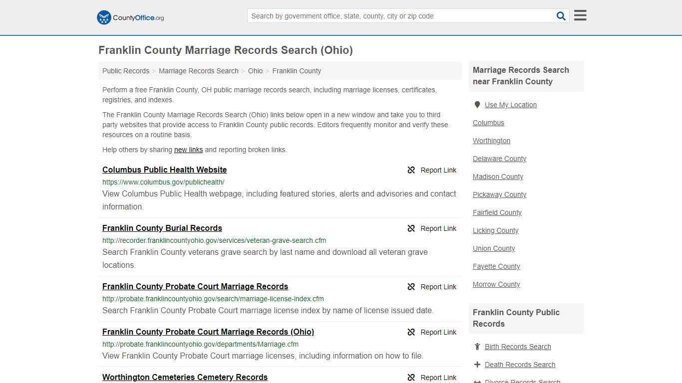 Marriage Records Search - Franklin County, OH (Marriage ...